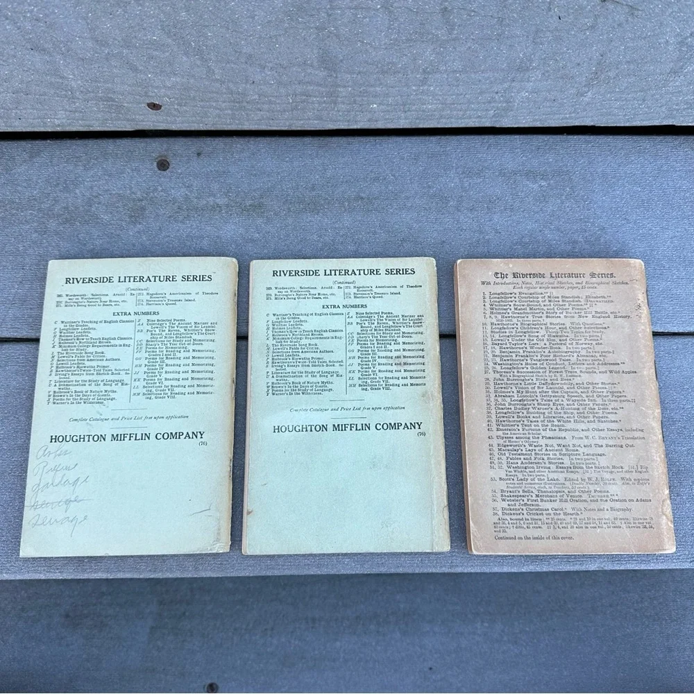 Antique Riverside Literature Series Vintage Collectible Paper Books Set